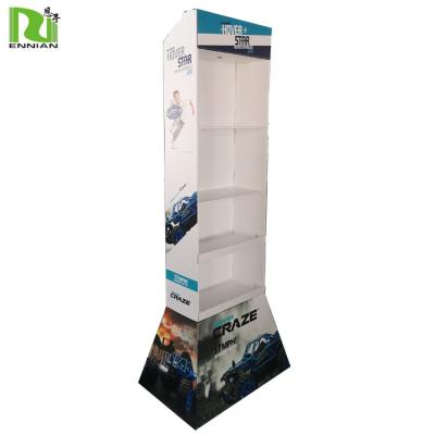 China Single Sided POS Retail Cardboard Floor Display Stand With LCD For Toys , Custom Display Stand With Tires For Toys for sale