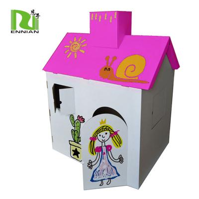 China Cardboard Single Sided Rocket Playhouse Cardboard Cubby House for sale