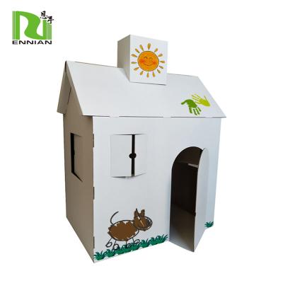 China Single Sided Cardboard Toys Paintable Corrugated Cardboard Play House for sale