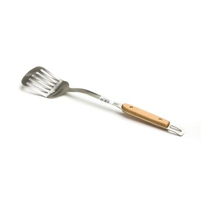 China Best Sustainable Selling Kitchen Tools Stainless Steel List Slotted Turner With Wood Handle for sale