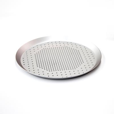 China Disposable anodized perforated baking tray with perforated holes for crispy crusts and pizza for sale