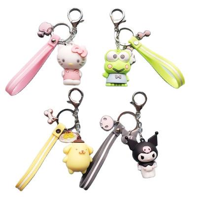 China Cute Big-eared Kuromi Melody Sanrio Dog Frog Pudding Dog Penguin Women Keychain Kawaii Cartoon Souvenir Gifts Promotion Bag Pendant Key Chain for sale