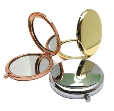 China Portable Round Lighted Folded Mirrors Rose Gold Silver Pocket Mirror Personalized Offset Gift for sale