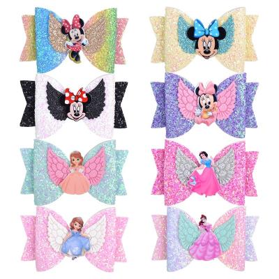 China New soft children's gradient glitter glitter dovetail hairpin hair accessories children's animation resin princess hairpin for sale