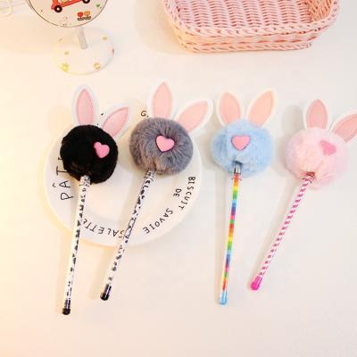 China Balpoint Pen Creative Plush Gift Pen Fashionable Cute Rabbit Kawaii School Plastic Pen Plush Pen for sale