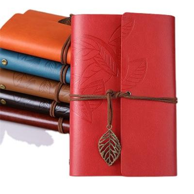 China Custom Hardcover Logo PU Blank Leather Notebook School Stationery Note Pad Writing Journal String Diary Sheet Notepad Set with Pen for sale