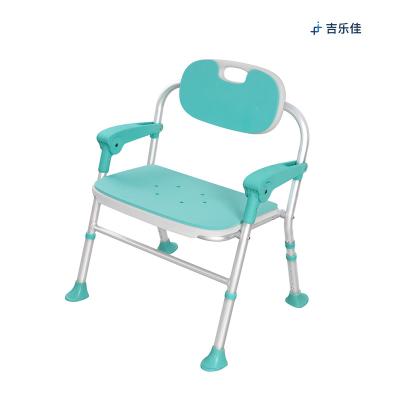 China Convenient Height Adjustable Aluminum Bathroom Bathing Chair With Armrest For Elderly People for sale