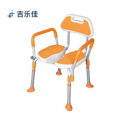 China Convenient folding height-adjustable shower chair with 3D recessed seat plate to clean private parts easily for sale