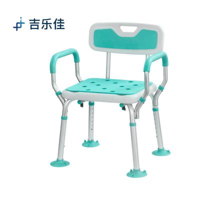 China Convenient Health Care Supplies Upgrade Height-Adjustable Aluminum Welding Shower Chair With Non-Slip Foot Mat for sale