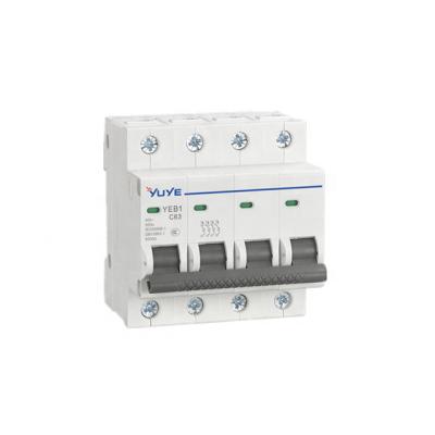 China YUYE YEB1-63/4PC light distribution mccb mini mcb din rail circuit breakers 6000A for sale