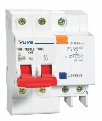 China OEM ODM YUYE YEB1LE-63 1P 2P 3P 4P 3A-63A Miniature Circuit Breaker MCB Electrical Circuit Breakers YEB1LE-63 for sale