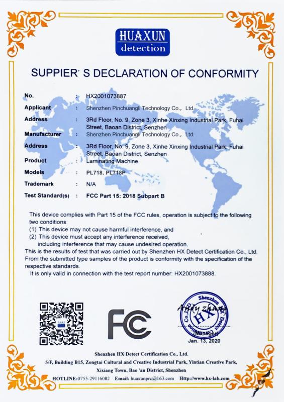 FCC - Shenzhen Pinchuangli Technology Co., Ltd.