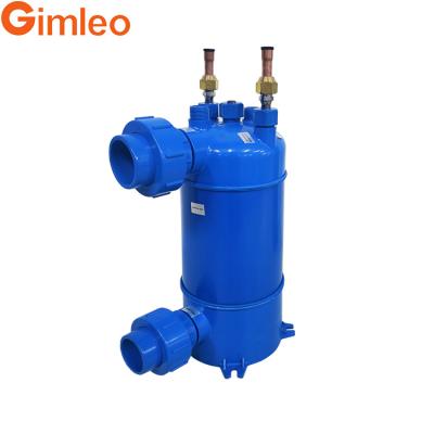 China 7kw 24 Capacidade térmica Tubo de titânio PVC Trocador de calor de concha para refrigerador de aquário MHTA-2 para sistema de refrigeração industrial à venda