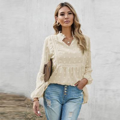 China Beautiful Floral Embroidery Women Chiffon Blouse Long Sleeve Breathable Girls Blouse Female Shirt 2022 Summer Ladies Tops Chic Female for sale