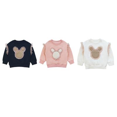 China Girls' Cute Anti-wrinkle Sweater And Pants Soft Lace Mesh Long Sleeve Top Sweet Little Bunny Set for sale