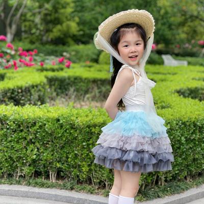 China Breathable Fourth Generation Cute Fluffy Pink Cake Style Princess Cake Style Half Gradient Mesh TUTU Purple Gray Skirt for sale