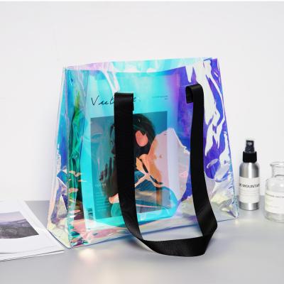 China Recyclable Fashion Tote Bag Laser PVC Shopping Bag Travel Beach Large Capacity Bag Holographic Handbags for sale