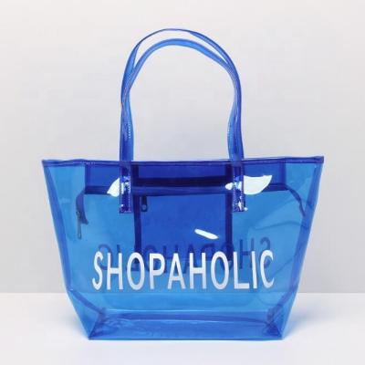 China Fashion Fashion Beach Bag Wholesale Custom Pvc Transparent Tote Bag With Customizable Logo for sale