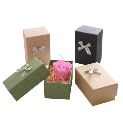 China Recyclable Custom Vintage Jewelry Packaging Paper Cover Bow Cosmetic Paper Gift Box for sale