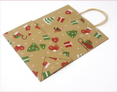 China Custom Materials Factory Recycled Paper Bag Christmas Gift Packaging Bag Printing Logo Design Kraft Paper Bag for sale