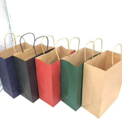 China BIODEGRADABLE Custom Logo Print White Paper Gift Bag Accept Wholesale Stock Brown Packaging With Handle for sale