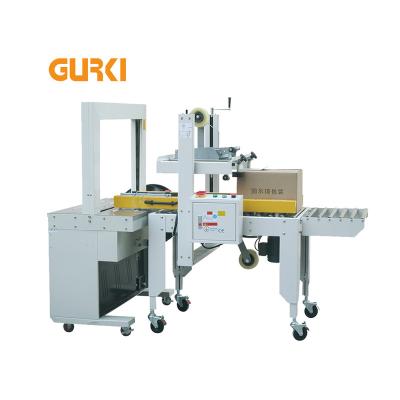 China Food Carton Carton Closing Sealer Machines Semi Automatic Strip Sealing Carton Box Tying Machine for sale