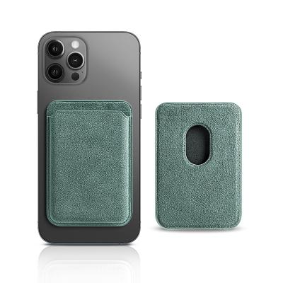 China Credit Card for iphone12 Alcantara Wallet Suede Card Case Magnetic Holder for sale