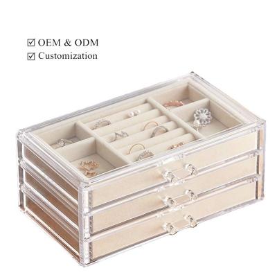 China Acrylic+Velvet jewelery box jwellery box jelwery organizer jewelry organizer acrilyc acrylic boxes for jewelry for sale