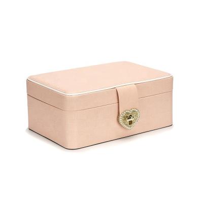 China Custom Leather Logo Girls PU Jewelry Organizer Portable Jewelery Box Case Packaging Gift Boxes Small Travel Earring Jewelry Box for sale