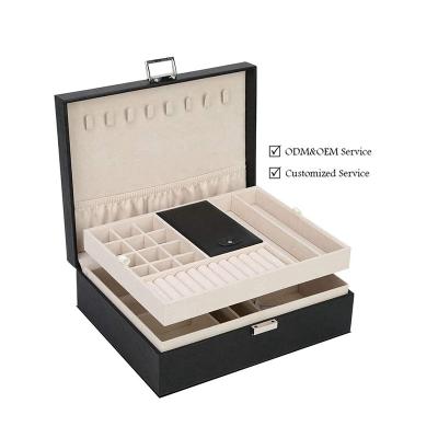 China Wood+Leather+Lint Leather Jewelry Case PU Jewelry Organizer Storage Jewelry Box Case Organizer for sale