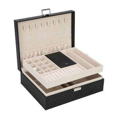 China Wood+Leather+Lint leather estuche joyeria jewelry box lady PU jewelry storage case woman gift sets for sale