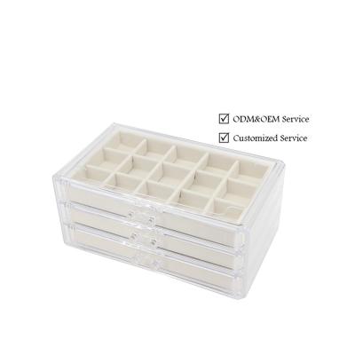 China Acrylic+Velvet Acrylic+Velvet Acrylic transparent box jewelry jwellery gift box packaging jewelry storage box for sale