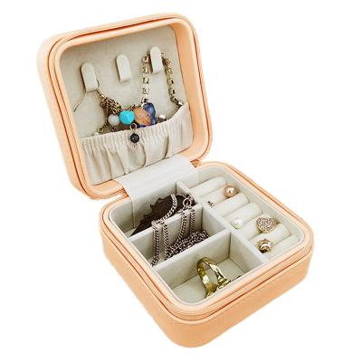 China Wholesale Permium PU Leather+Velvet Small Travel Jewelry Box Organizer Velvet Jewelery Storage Leather Case For Ring Earring Necklace Gift Packaging for sale