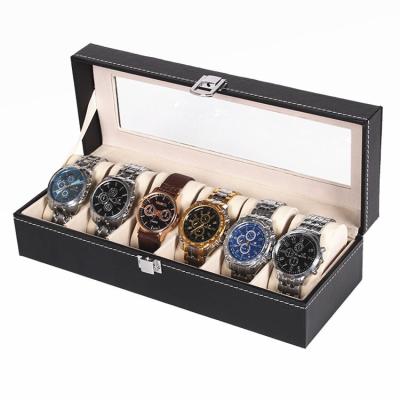 China Leather+velvet Customized Faux Leather Watches Organizer Storage 6 Slot Watch 3 Slot Glasses To Watch Leather Display Box for sale