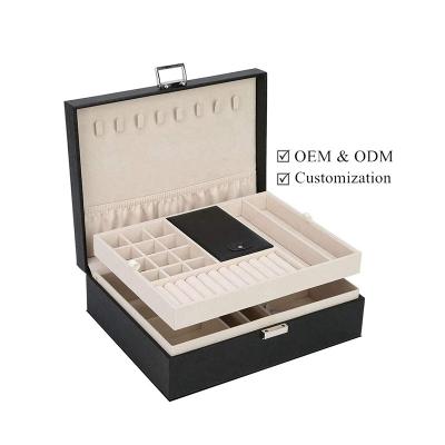 China Large Storage Jewelry Box Organizer Bag and Box Luxury Carry Jewelry Storage Suitcase Storing Display Box Carry Jewelry Organizer 25*22.2*8CM for sale