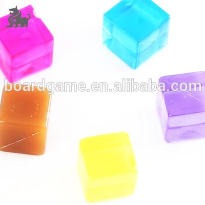 China 8mm plastic promotional transparent plastic cube in game in different color for sale