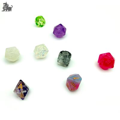 China Resin Digital Transparent Dice Color Table Clear Multicolor Polyhedron Polyhedron For Board Game for sale