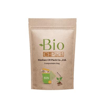 China Safety 100% Bio Smell Proof Stand Up Compostable Packaging Bags With Zipper For Coffee for sale