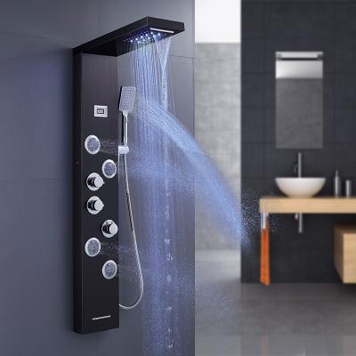 China With System Luxury Black Wall Mounted Modern Column Shower Column Shower Sliding Bar Stainless Steel 304 Stainless Steel Vertical Tower for sale