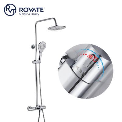 China High Quality Metered Thermostatic Faucets ROVATE Home Shower Set, Bathroom Toilet Room Thermostatic Faucet Valve Hotel Style Modern Mix Shower for sale