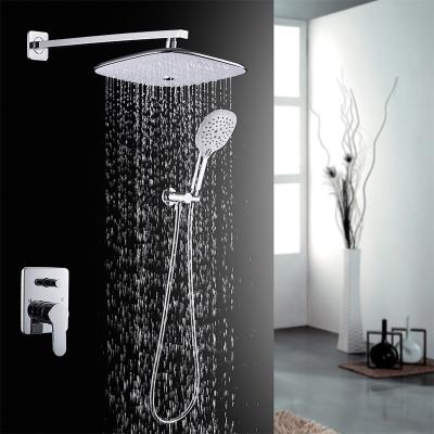 China ROVATE Metered Faucets Luxury 9 Inch Bathroom Mixer Rain Shower Chrome System Shower Set Concealed In The Wall Toilet Home Contemporary Style for sale