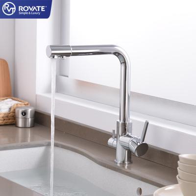 China Factory Metered Faucets Modern Design Wholesale 3 In 1 Pure Water Filtration Kitchen Faucet Double Handle Hot And Cold Kitchen Sink Faucet for sale