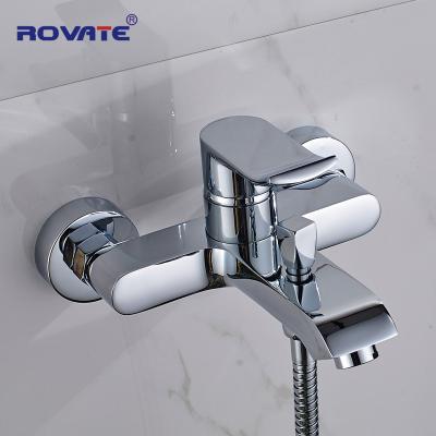 China Contemporary Without Sliding Bar ROVATE Design Bath Shower Mixer Set, Wall Mounted Brass Chrome Plated Single Handle for sale