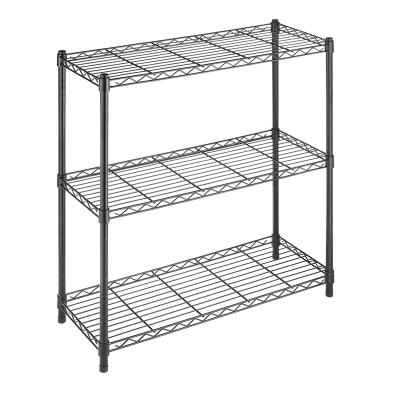 China Steel Wire Rack Organizer, Kitchen Shelf Storage Adjustable Heavy Duty Shelving Black for sale