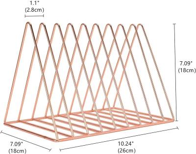 China Viable Hot Selling Magazine Newspaper Rack, Letter Storage, Folder Sorter Triangle Bookshelf Desk Organizer for sale