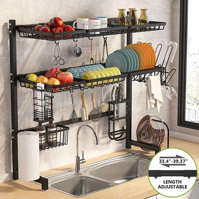 China Kitchen 3 Tier Stainless Steel Kitchen Rack Dish Drainers For Home Kitchen Countertop Storage, Shelf With Utensil Holder for sale