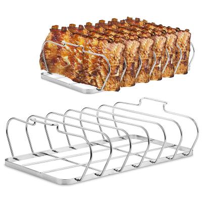 China Easily Cleaned 6 Slot Rib Racks For BBQ Easy To Use And Clean Grilling Rib Rack - For Grilling Best Quality Durable Stainless Steel Rib Rack for sale