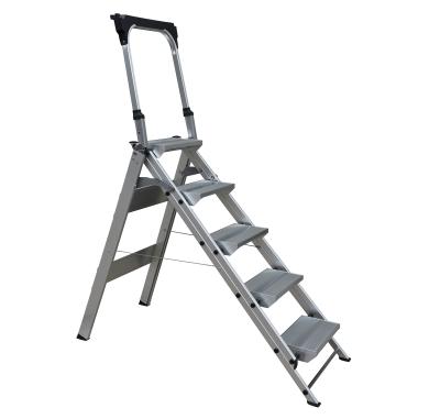 China Hot Selling 5 Steps Folding Ladders Portable Double Side Aluminum Stool Ladder for sale