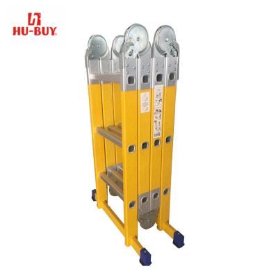 China 4x3 Folding Ladders Aluminum Step Ladders Folding Fiberglass Ladder Universal Telescopic Extension Ladder for sale