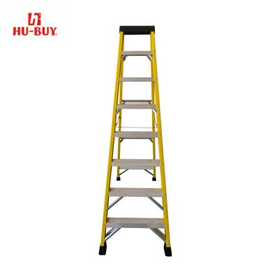 China Industrial Folding Ladders 7 Steps Electrician Ladder Folding Fiberglass Step Ladder Fiberglass FRP Insulated Ladder for sale